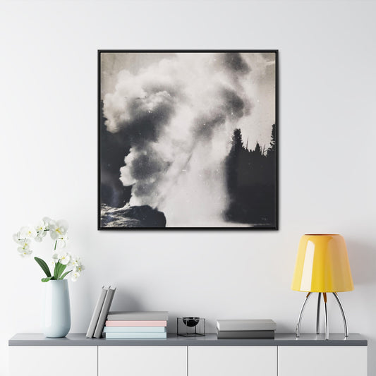 Riverside Geyser Yellowstone Gallery Canvas Wraps Square Frame 36″ x 36″ Premium Gallery Wraps (1.25″) Black