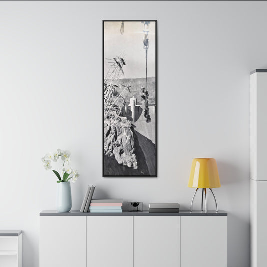 Suspended Boulder Dam Worker Gallery Canvas Wraps Vertical Frame 20″ x 60″ 1.25" Black