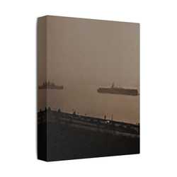 Navy Day New York October 27th 1945 War Ships Satin Canvas Stretched