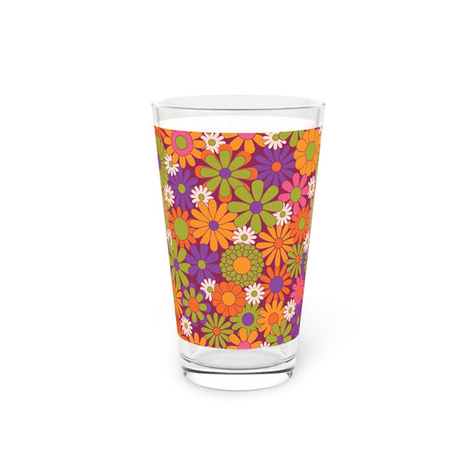 Colorful Floral Pint Glass - 16oz - Kia Day Design