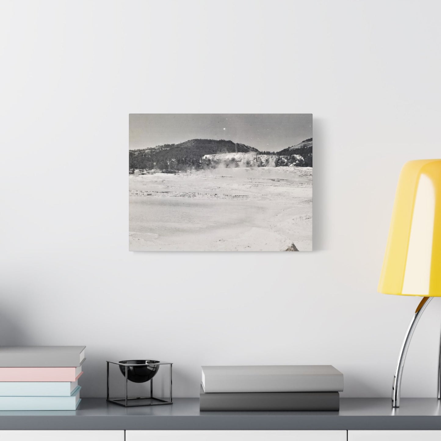 Mammoth Hot Springs Yellowstone Satin Canvas Stretched 16″ x 12″ (Horizontal) 1.5"
