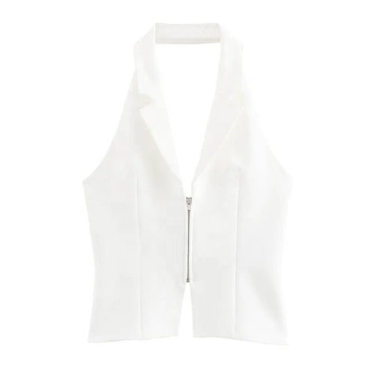 Women Backless Strapless Halter Corset Tops Front Zipper Camis Tops Kia Day Design