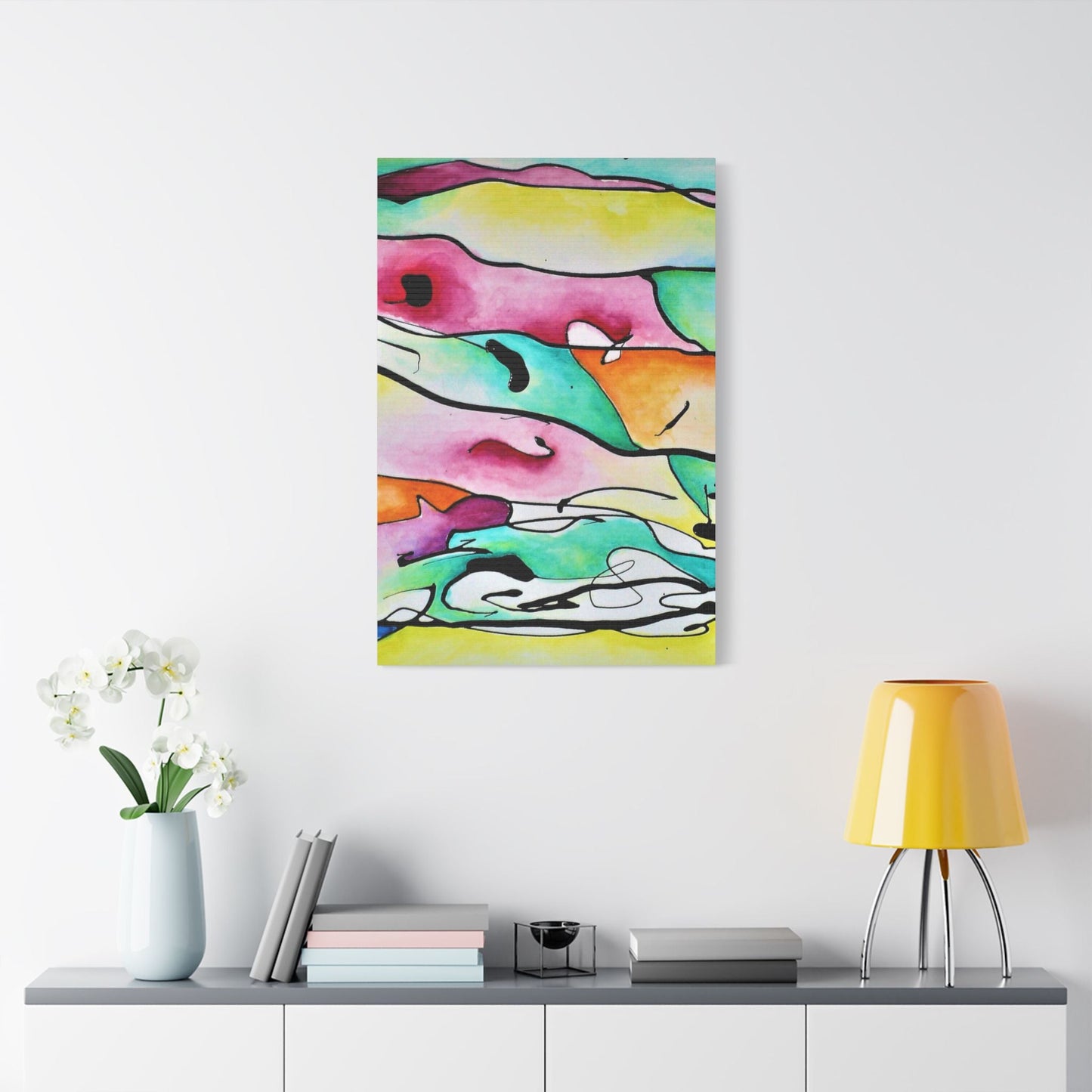 Shredded Paper Satin Canvas Stretched