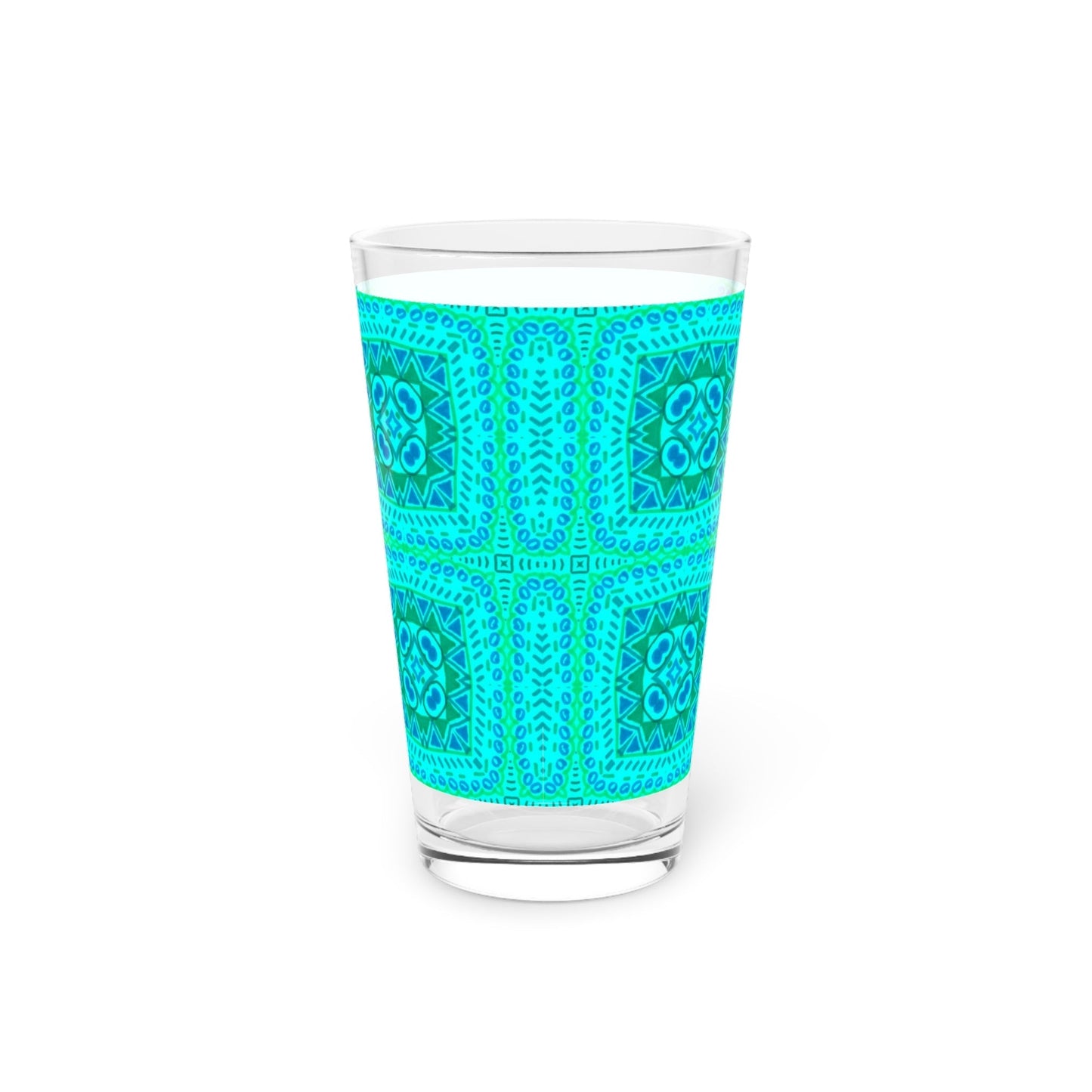 Blue Geometric 16oz Pint Glass - Kia Day Design