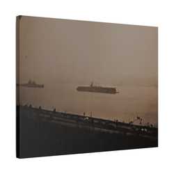 Navy Day New York October 27th 1945 War Ships Satin Canvas Stretched
