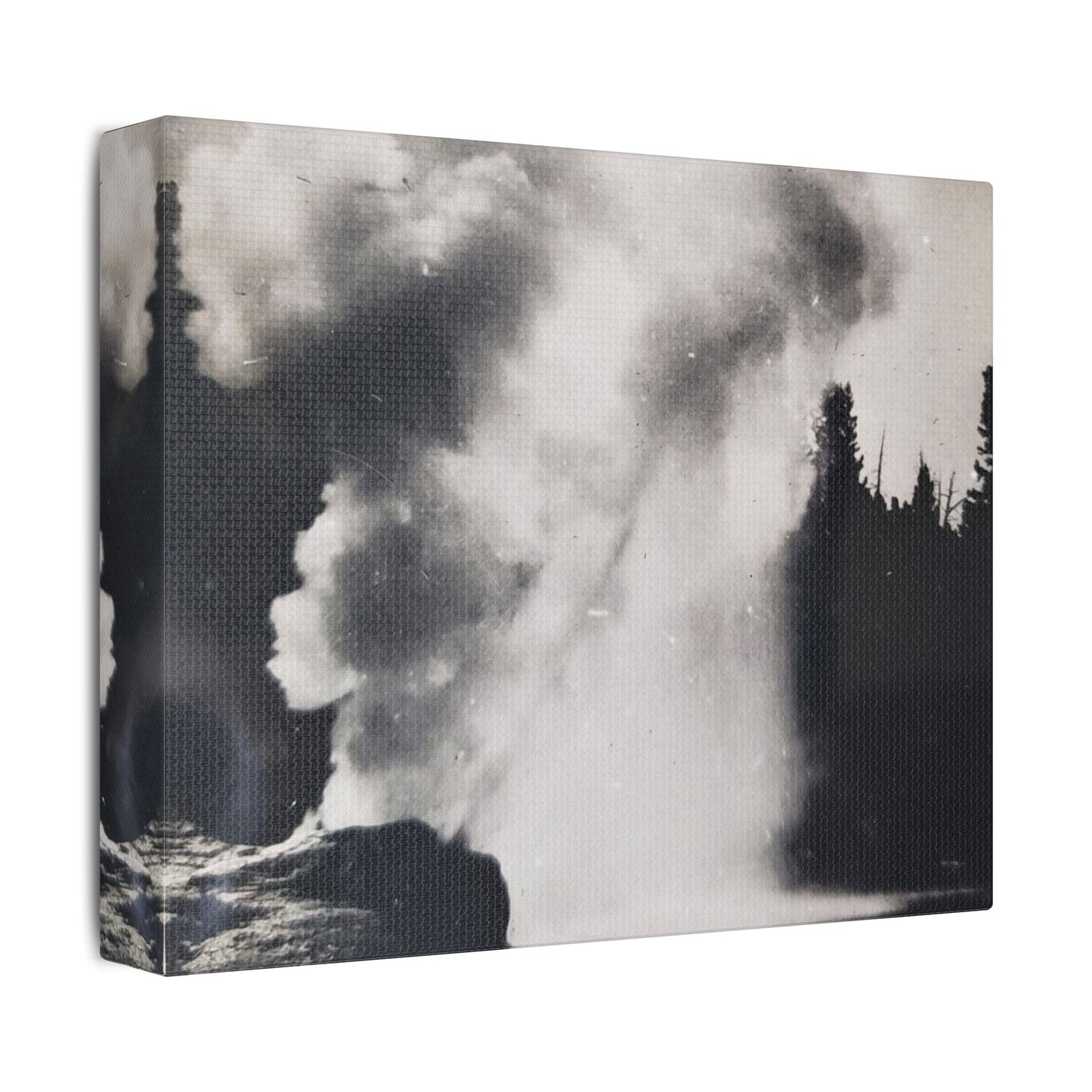 Riverside Geyser Yellowstone Satin Canvas Stretched