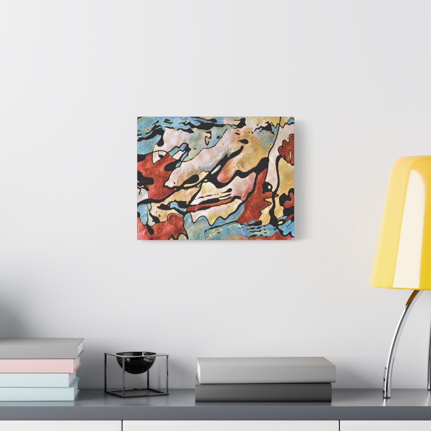 Blue Falls Satin Canvas Stretched
