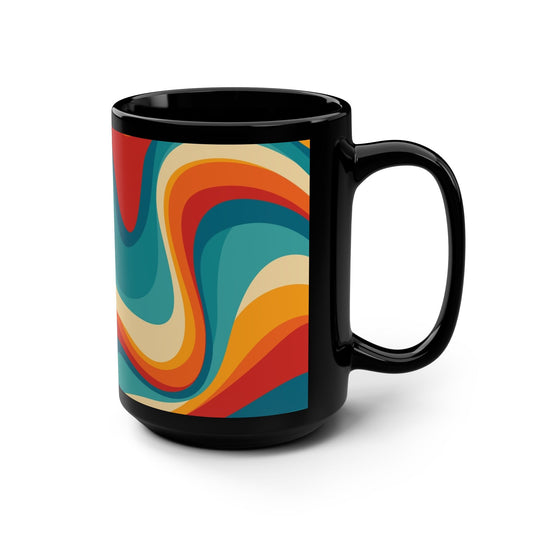 Colorful Retro Swirl Design 15oz Black Mug - Kia Day Design