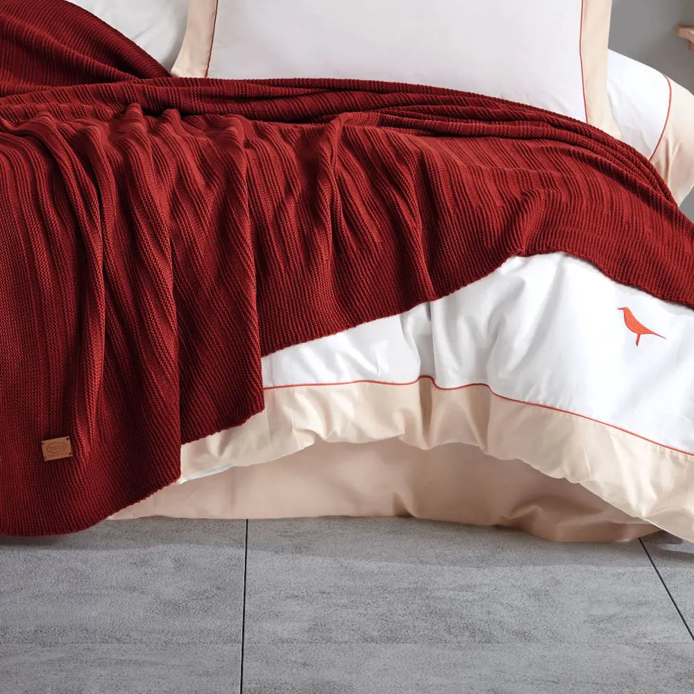 Hobby Double New Fancy Blanket Set - Bordeaux Kia Day Design