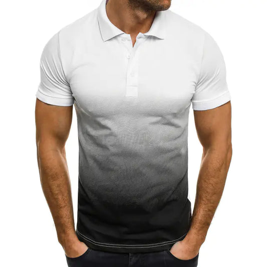 3D Gradual Change Short Sleeve Polo Shirt - White 5XL - shirt
