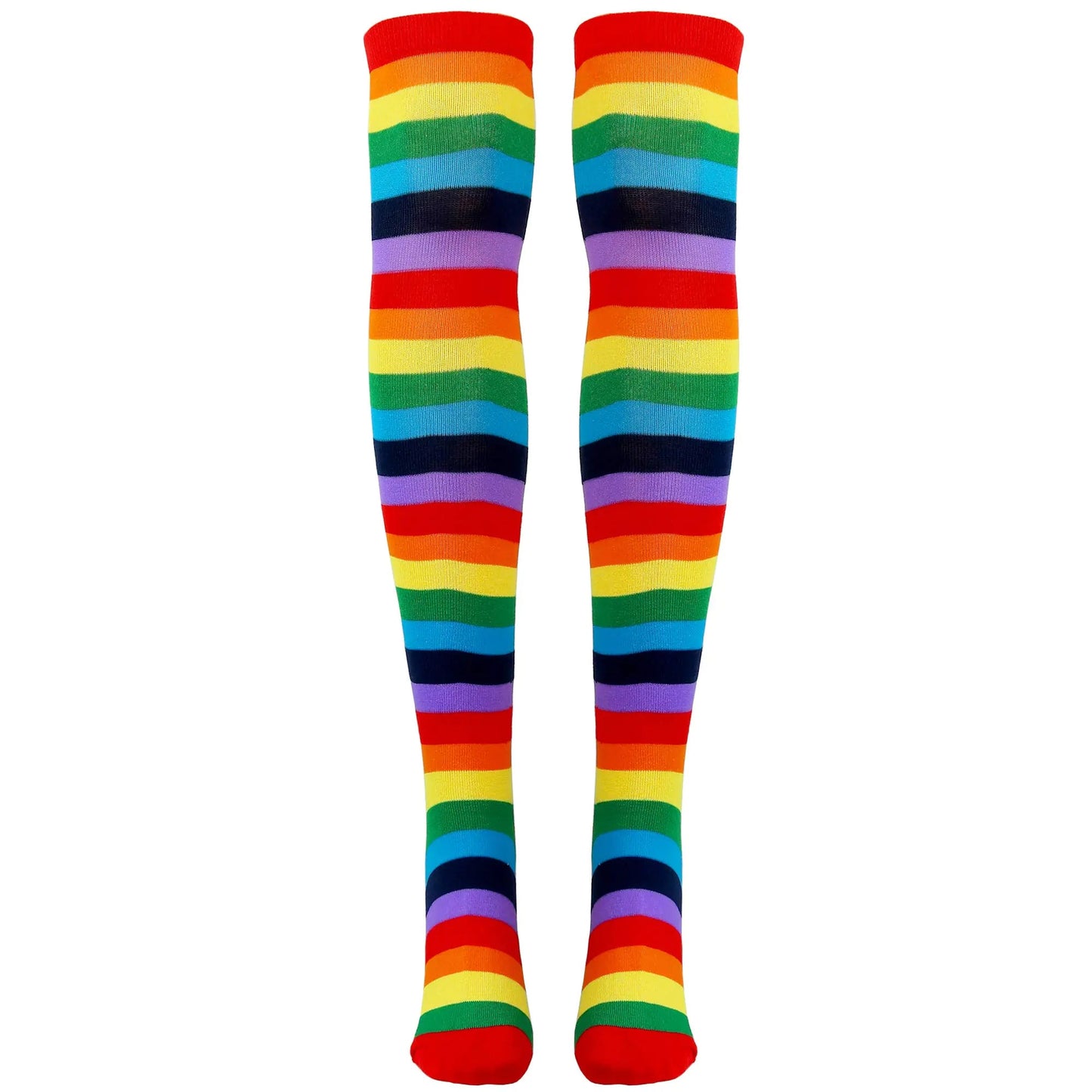 Skeleteen Colorful Rainbow Striped Over The Knee Socks - - socks
