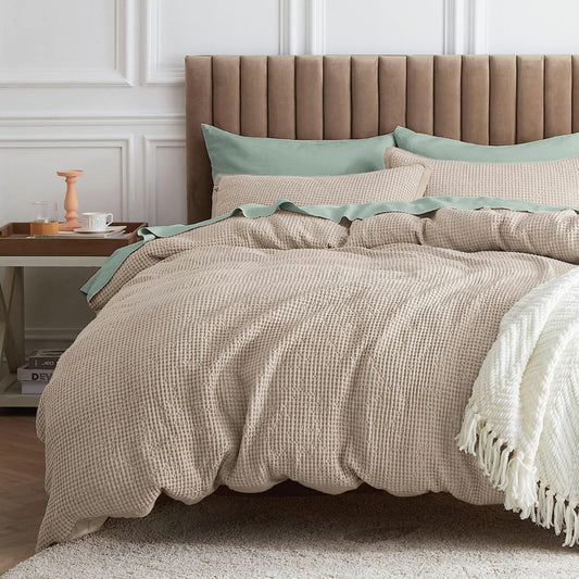 Bedsure King Waffle Weave Comforter Set in Khaki - - comforter