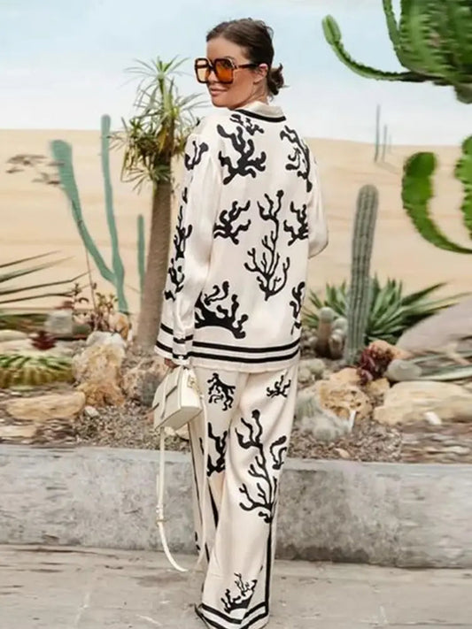 Elegant Printed Women's Pants Set Kia Day Design
