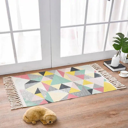 Nordic Style Cotton Linen Area Rug for Home Entrance Kia Day Design