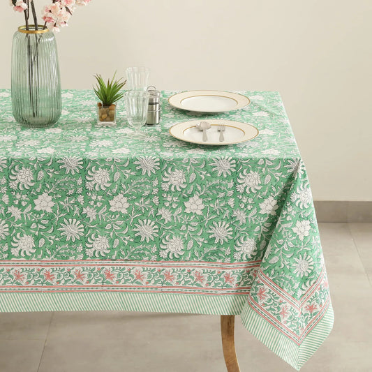 Spring Floral Handmade Cotton Rectangle Linen Tablecloth 72x108 Inch - Kia Day Design