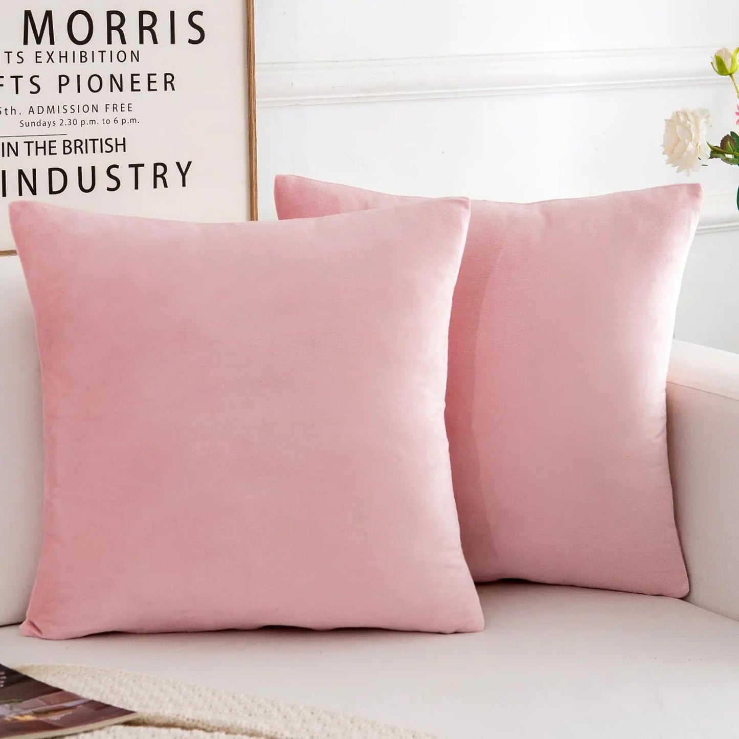Pink Velvet Decorative Throw Pillow Cover Set - Kia Day Design