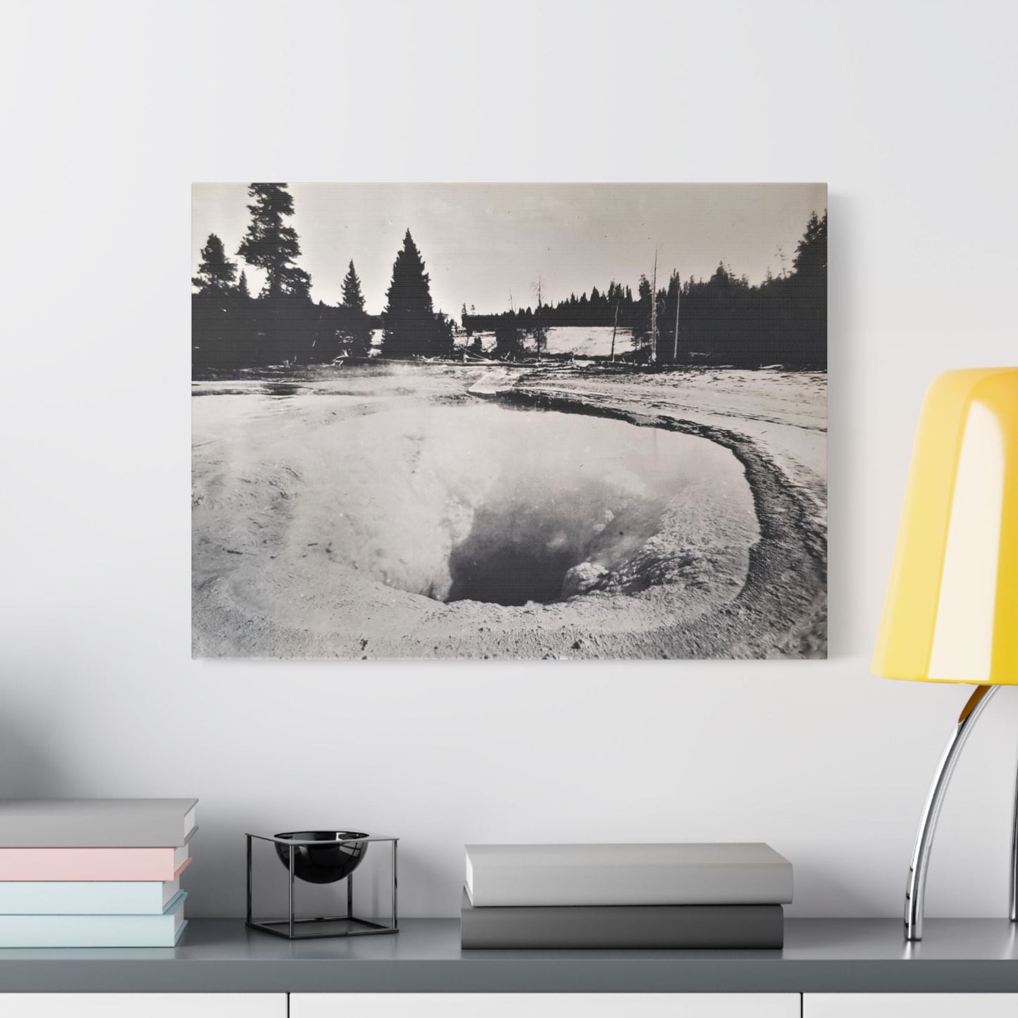 Morning Glory Pool Yellowstone Satin Canvas Stretched 24″ x 18″ (Horizontal) 1.5"
