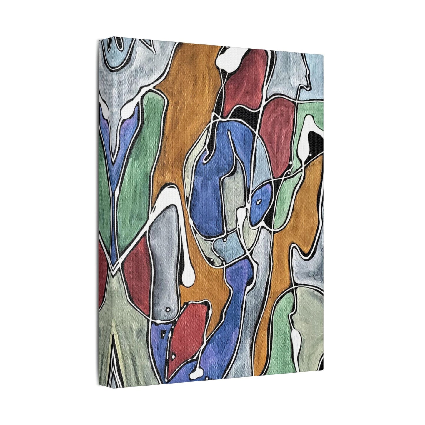 Blue Girl Satin Canvas Stretched