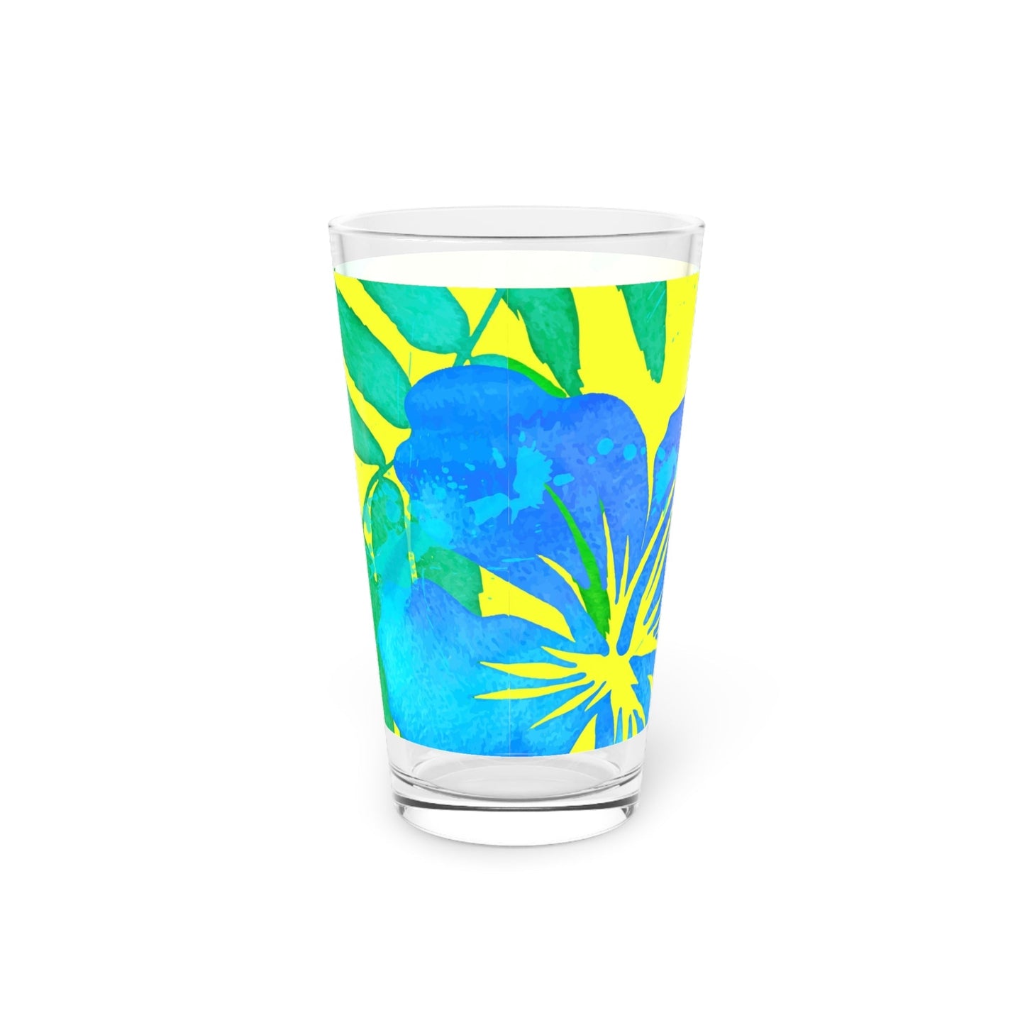 Bright Yellow Floral Pint Glass - 16oz - Kia Day Design