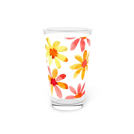Floral Watercolor Pint Glass - 16oz - Kia Day Design