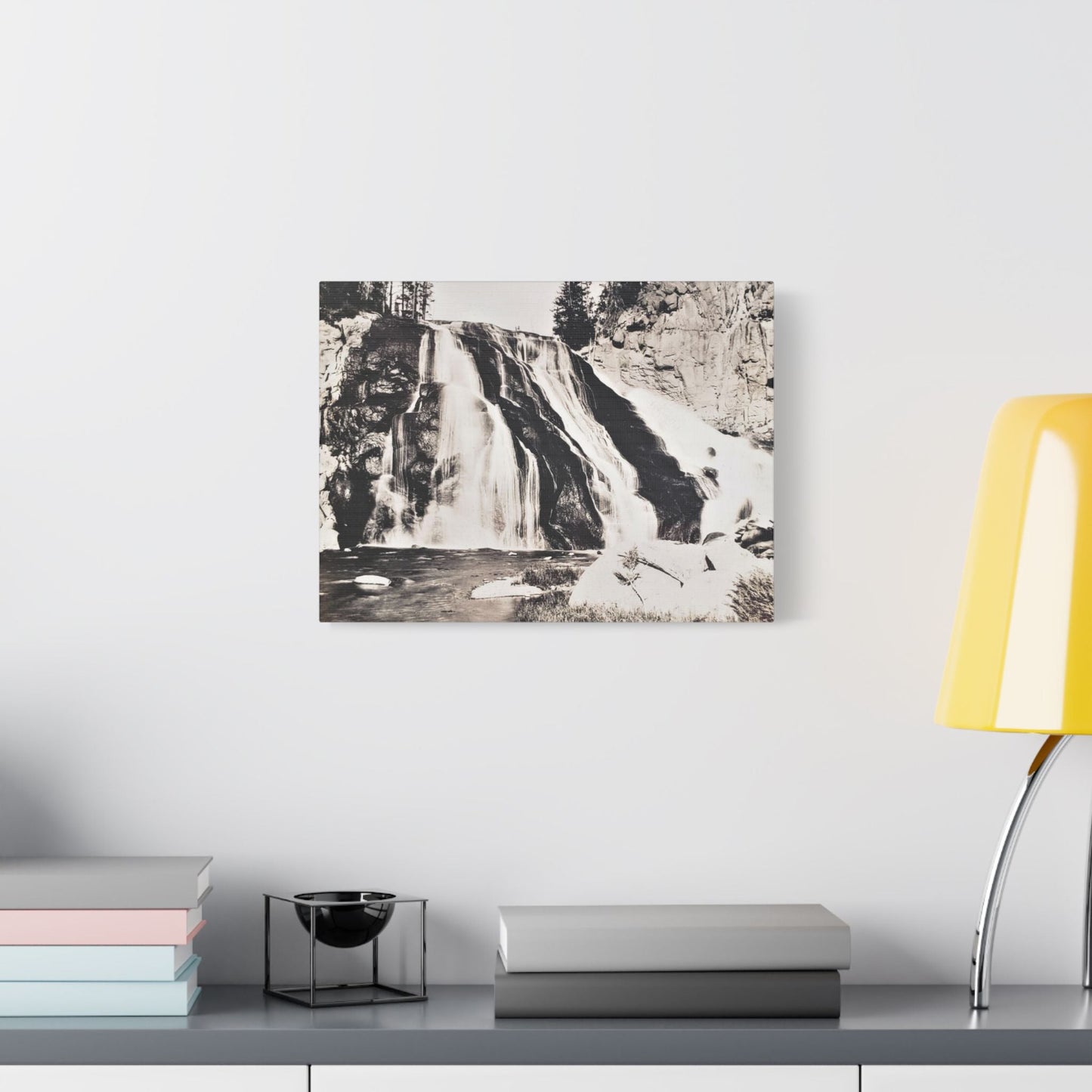 Gibbon Falls Yellowstone Satin Canvas Stretched 16″ x 12″ (Horizontal) 1.5"