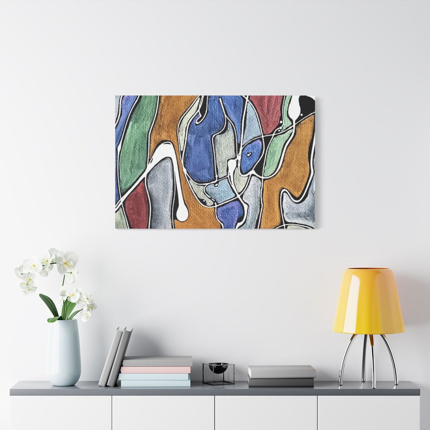 Blue Girl Satin Canvas Stretched