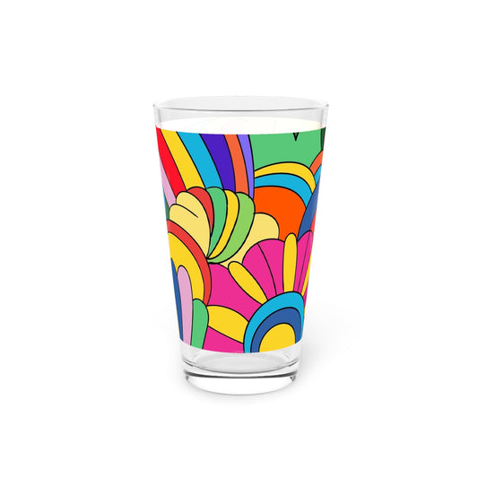 Colorful Floral Pint Glass - 16oz - Kia Day Design