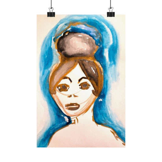 Blue Lady Matte Vertical Posters - Kia Day Design