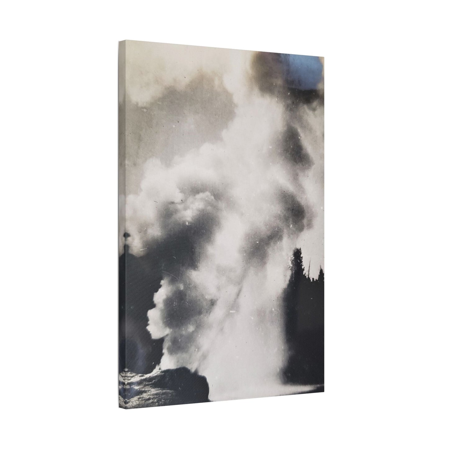 Riverside Geyser Yellowstone Satin Canvas Stretched