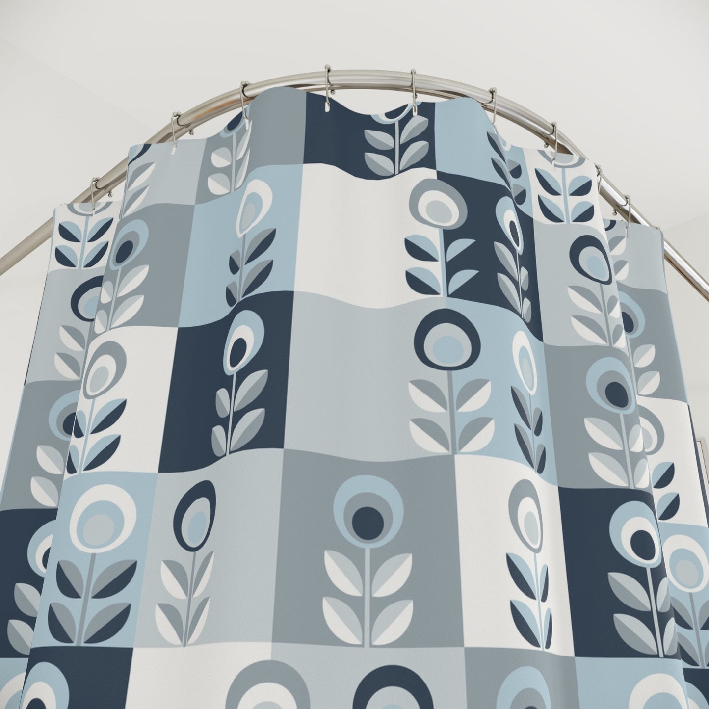 Light Blue Floral Shower Curtain - Kia Day Design