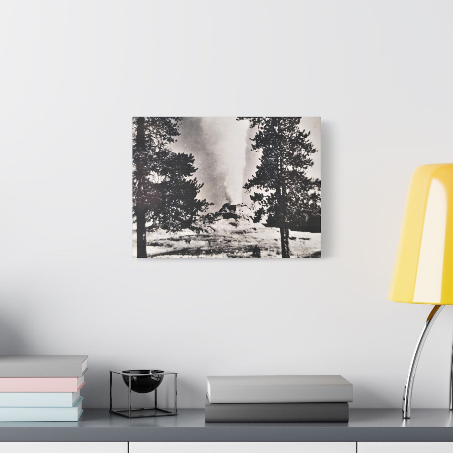 Castle Geyser Yellowstone Satin Canvas Stretched 16″ x 12″ (Horizontal) 1.5"