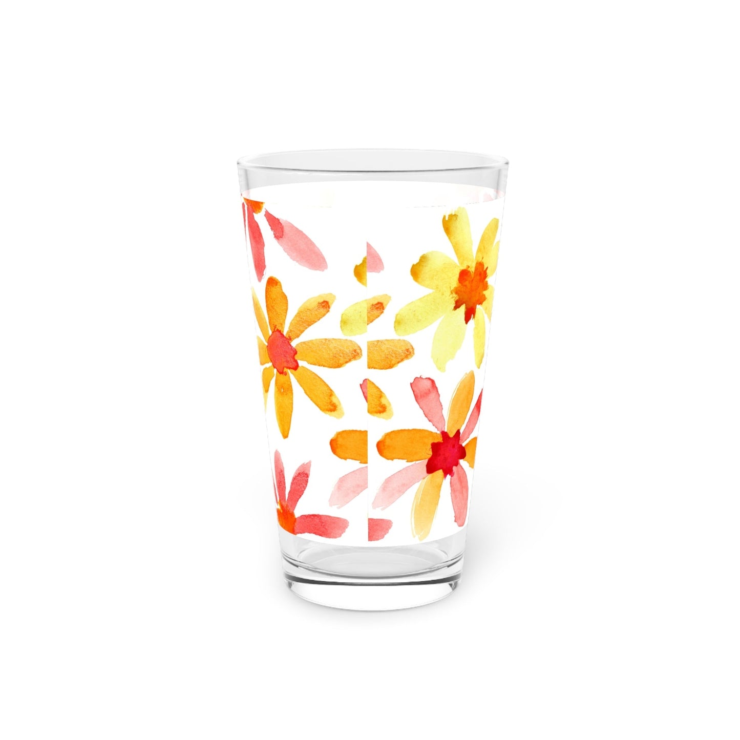 Floral Watercolor Pint Glass - 16oz - - drinkware