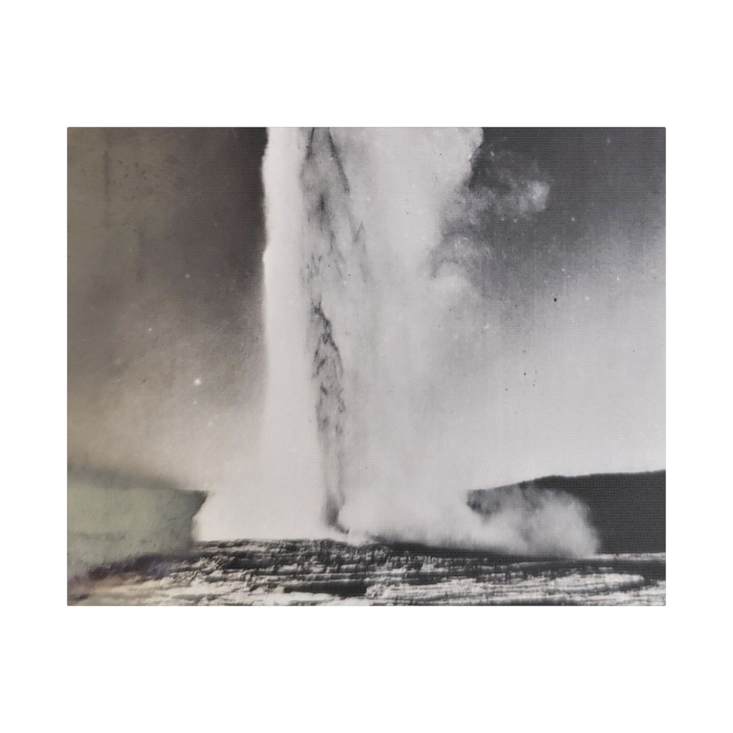 Old Faithful Geyser Yellowstone Satin Canvas Stretched