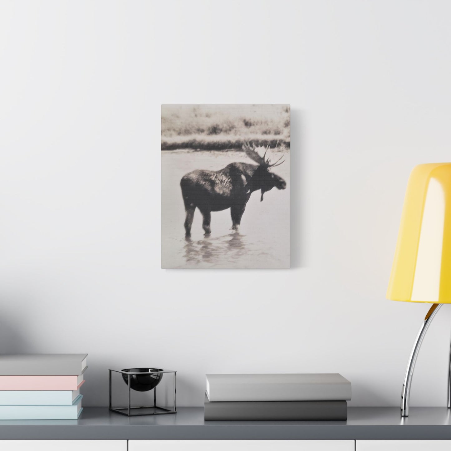 Yellowstone Bull Moose Satin Canvas Stretched 11″ x 14″ (Vertical) 1.5"