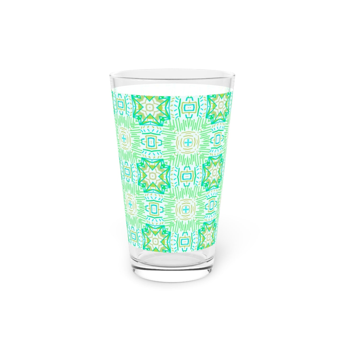 Light Green Geometric Pint Glass - 16oz - Kia Day Design