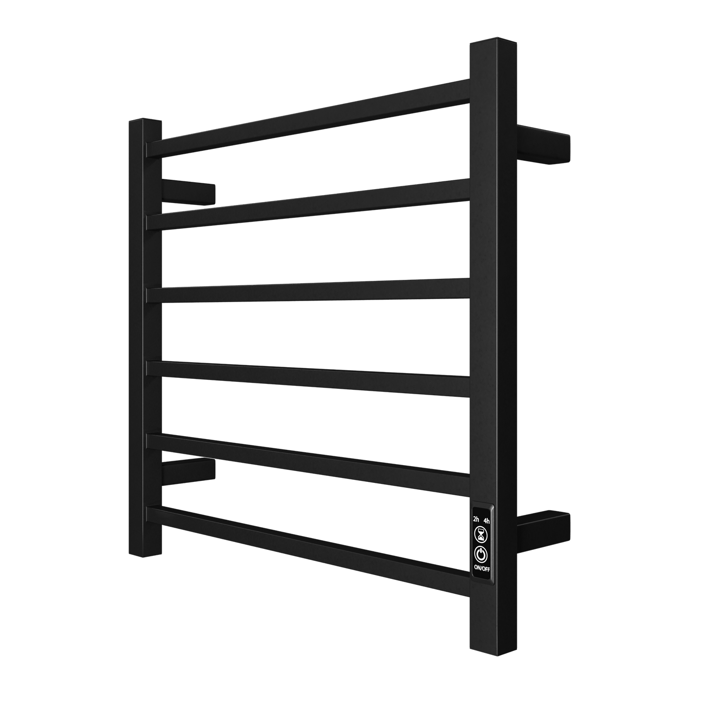 Towel Warmer 6 Bar Electric Heated Towel Rack Wall Mount Plug-in/Bath Towel Heater Matt-Black - Timer - -