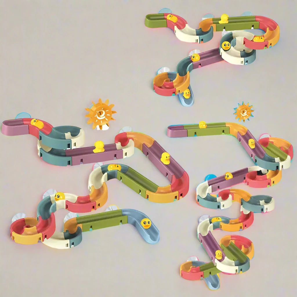 Baby Bath Duck Toys DIY Marble Race Run Assembling Track Kia Day Design