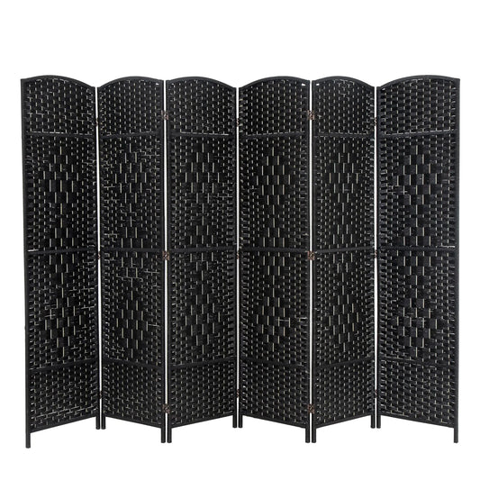 Black 6 Panel Folding 6 Foot Privacy Divider - Black 6 Panel - room divider