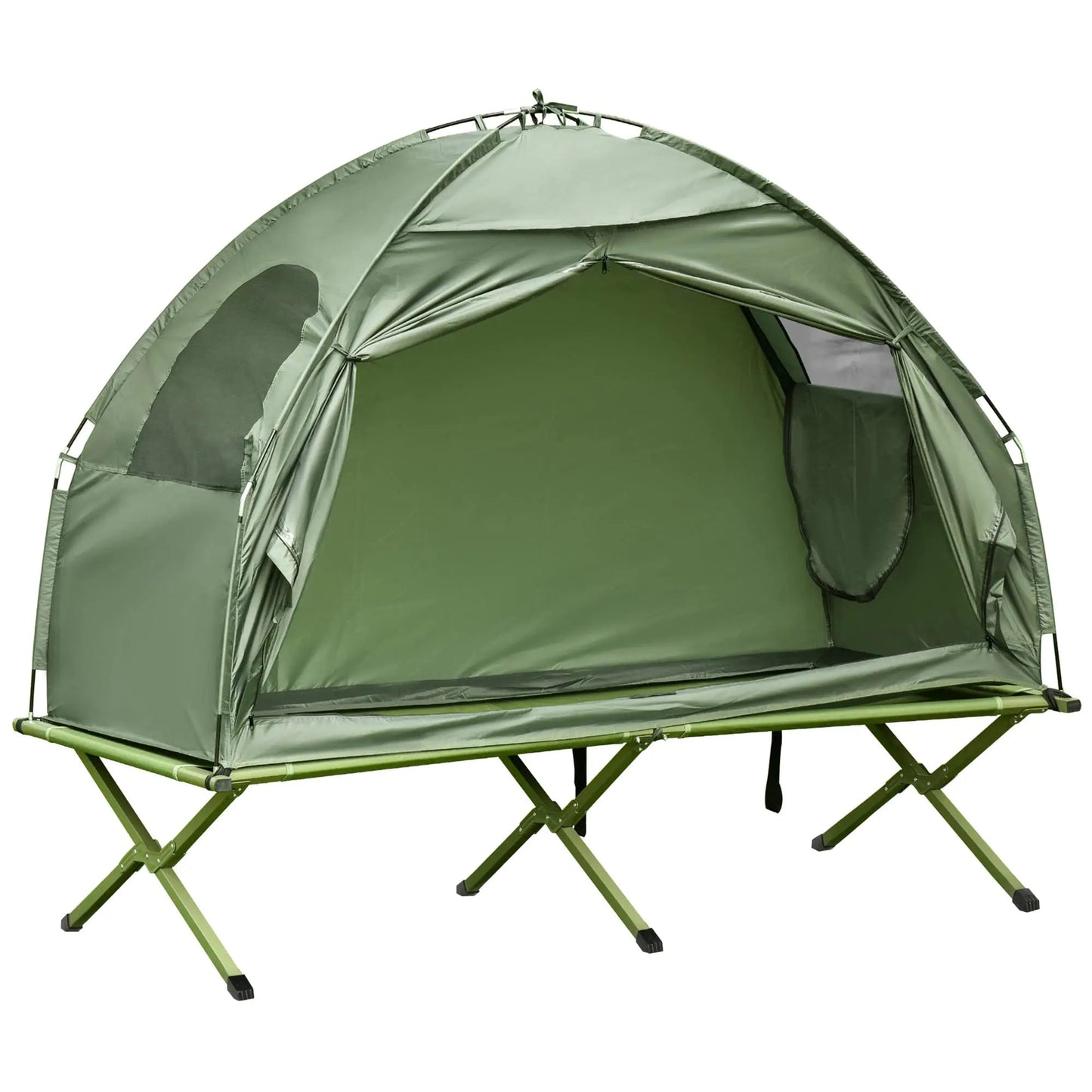 Outsunny Camping Tent Cot Single Person Folding Cot Combo Off-Ground Tent - - tent