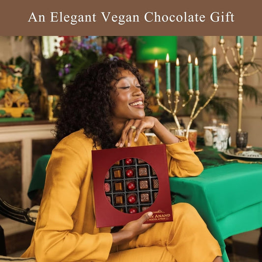 Andy Anand Vegan Dark Chocolate Truffles Praline Collection 25 pc – Gluten-Free Gift Box - - Food & Beverages > Desserts & Sweets > Chocolate