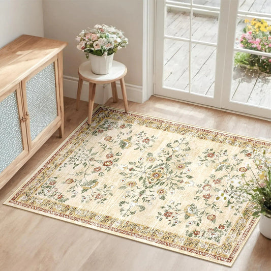 Washable Non-Slip Floral Print Pattern Rugs - Kia Day Design