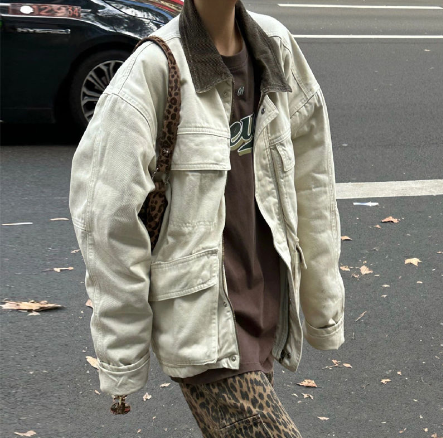 Retro Corduroy Jacket with Multiple Pockets - - jacket