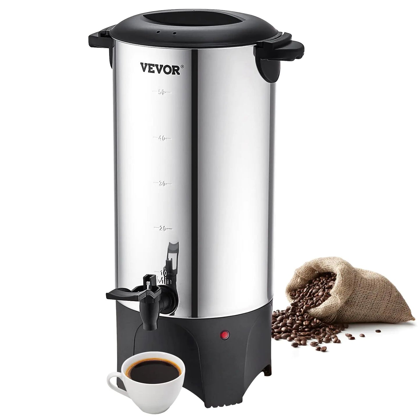 VEVOR Commercial Coffee Urn 50 Cups/7.5qt Stainless Steel Large Coffee Dispenser 1000W 110V Electric Coffee Maker Urn For Quick Brewing Hot Water Urn with Detachable Power Cord for Easy Cleaning Kia Day Design
