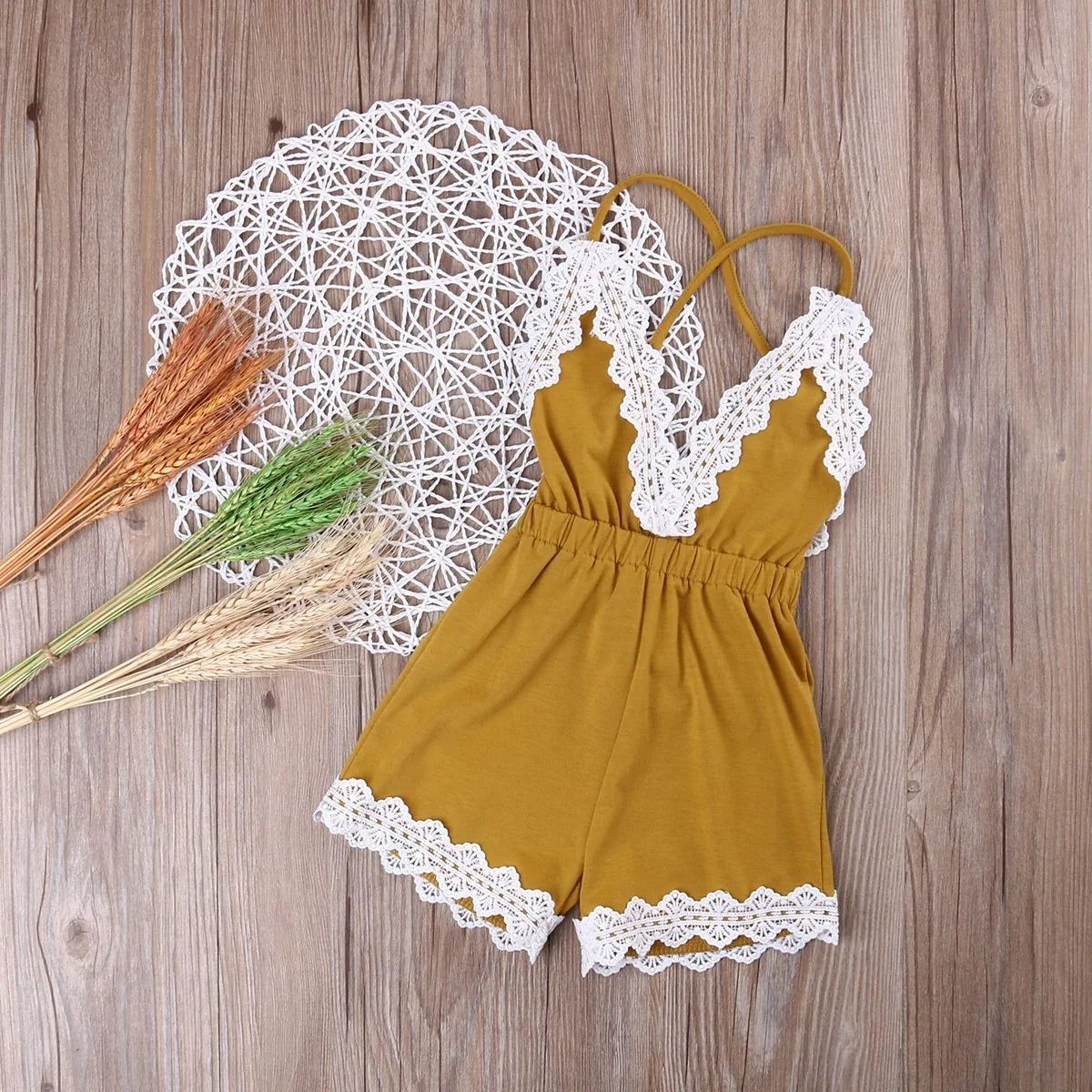 Girls Spaghetti Strap Lace Jumpsuit Kia Day Design