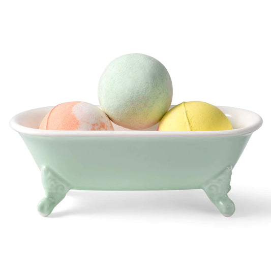 Decorative Ceramic Clawfoot Bathtub Soap Holder - Bright Teal - soap tray