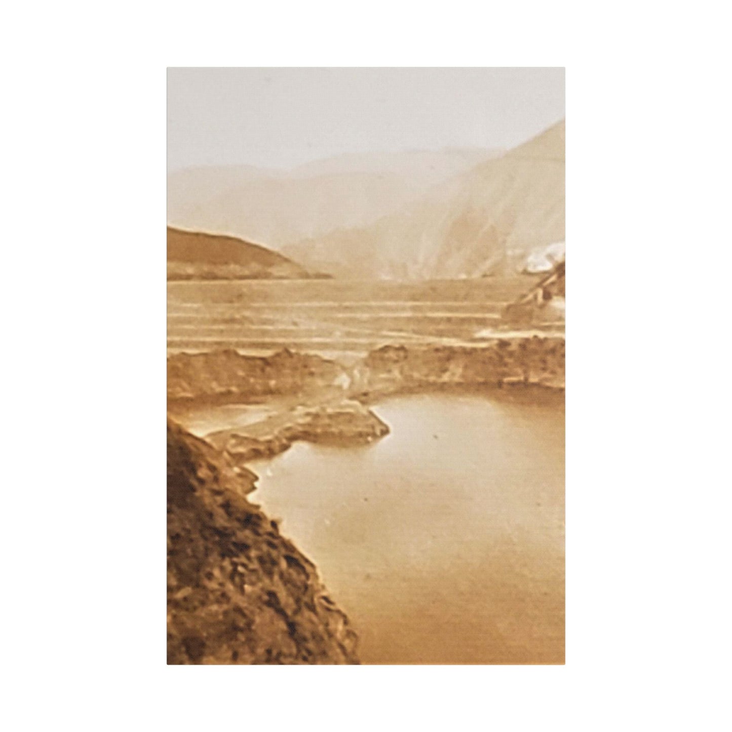 San Gabriel Dirt Fill Dam 1 Satin Canvas Stretched