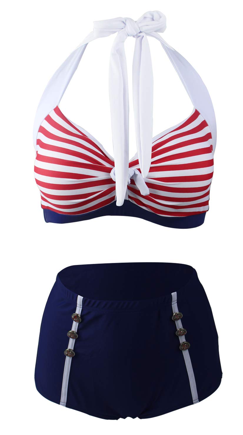 Halter High-Waist Bikini Set - - swimwear