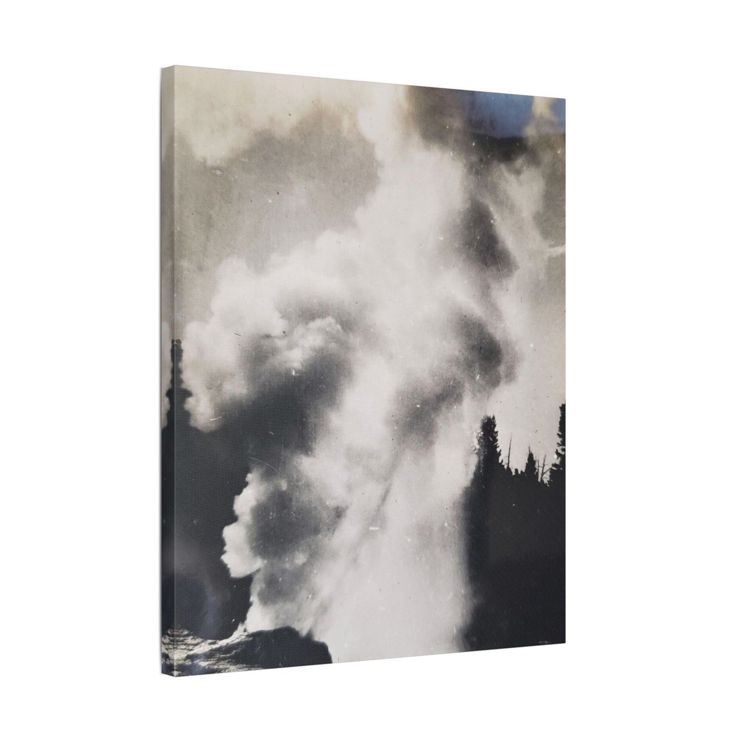 Riverside Geyser Yellowstone Satin Canvas Stretched
