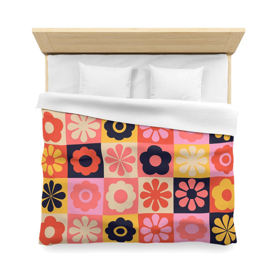 Retro Floral Microfiber Duvet Cover - Kia Day Design