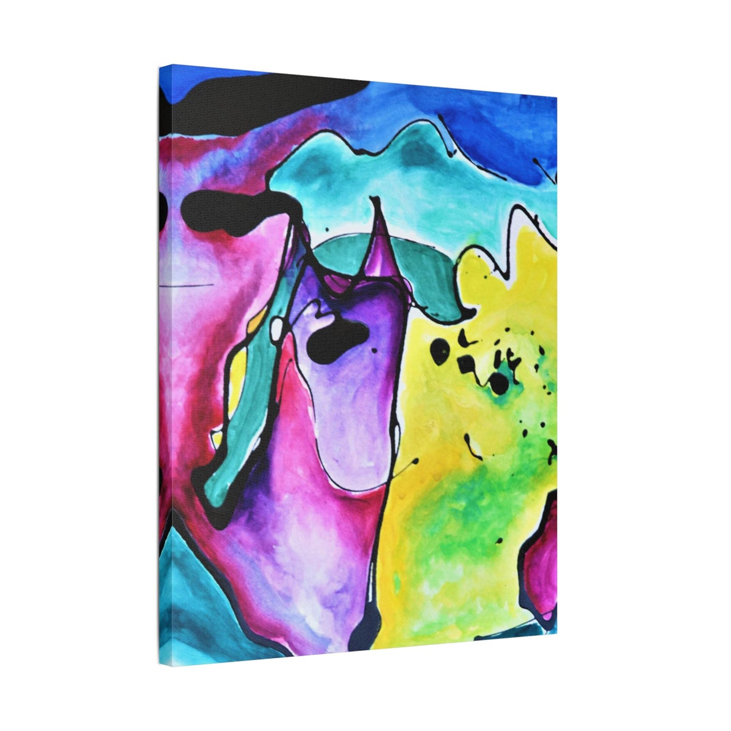 Cat Dog Satin Canvas Stretched